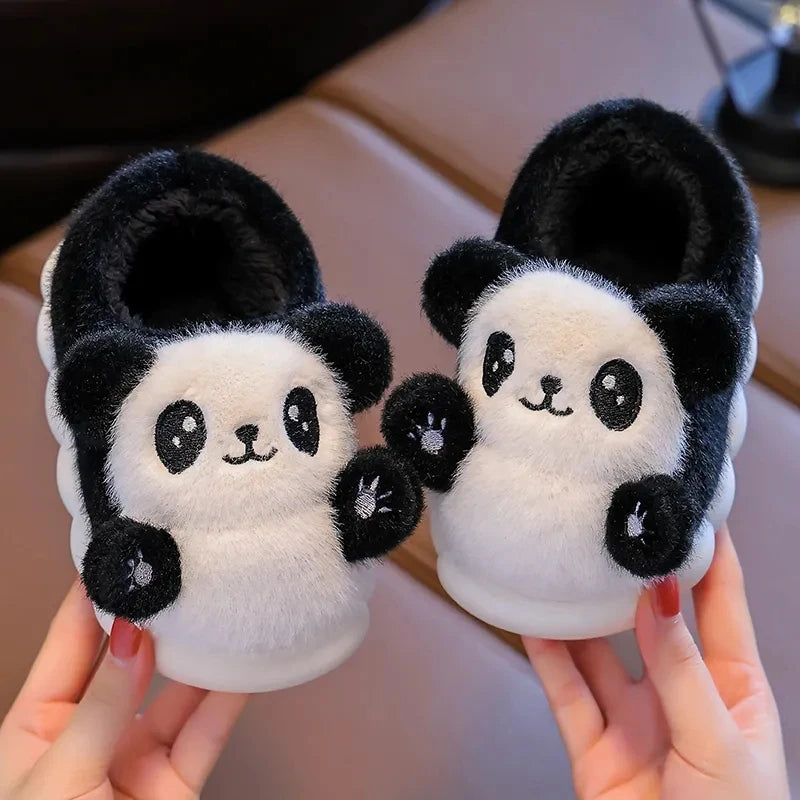 Cozy Kids' Cartoon Panda Slippers Warm Indoor Fluffy Shoes for Boys and Girls