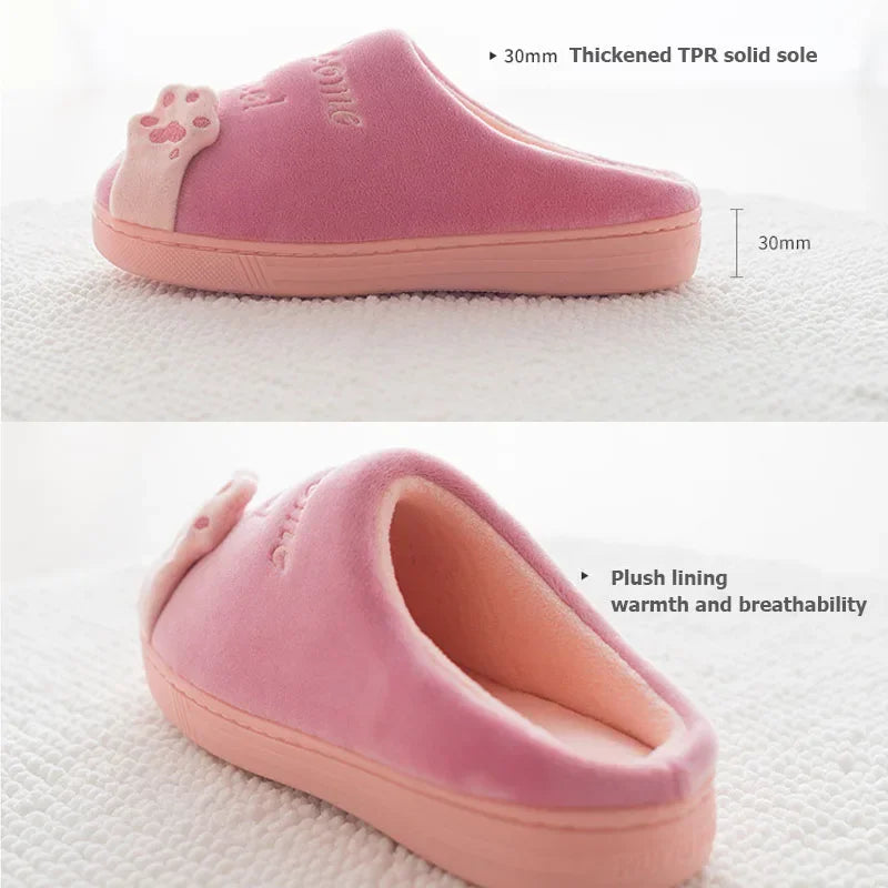 Cozy Cat cartoon Women's Slippers for extra Winter Warmth and Non-Slip Comfort!