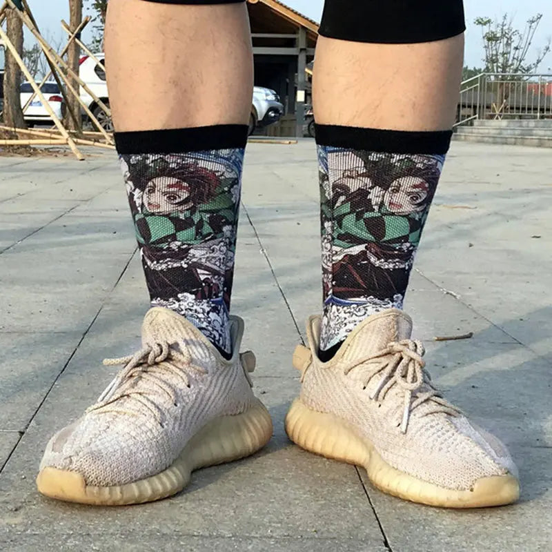 Anime Socks cartoon superheroes Zoro, Luffy characters Soft Cotton, Durable Pair for Men and Women