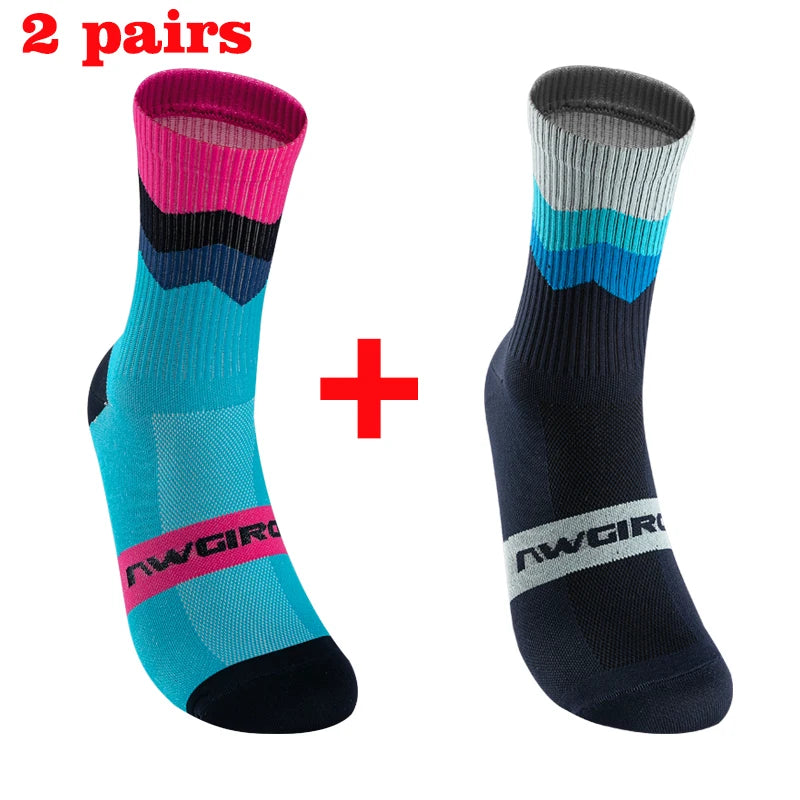 2 Paar atmungsaktive Kompressions-Radsocken für Herren