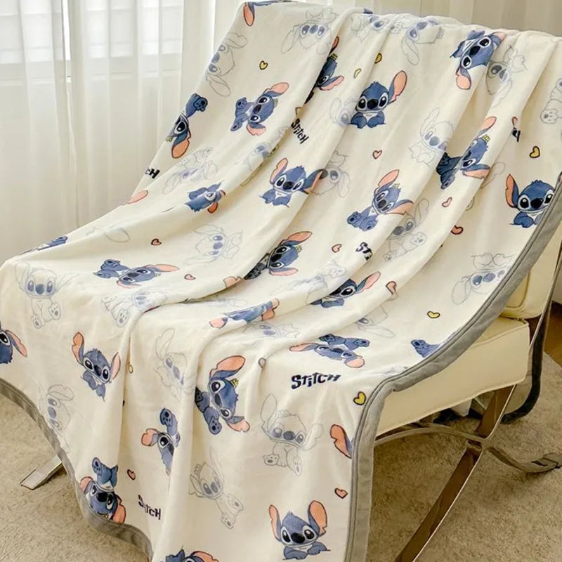 Disney Stitch plush blanket - soft coral fleece throw - kids blanket anime