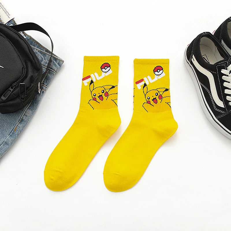 Pikachu & Friends cartoon anime socks for men and women ankle socks with Charmander Kawaii Winter Cotton