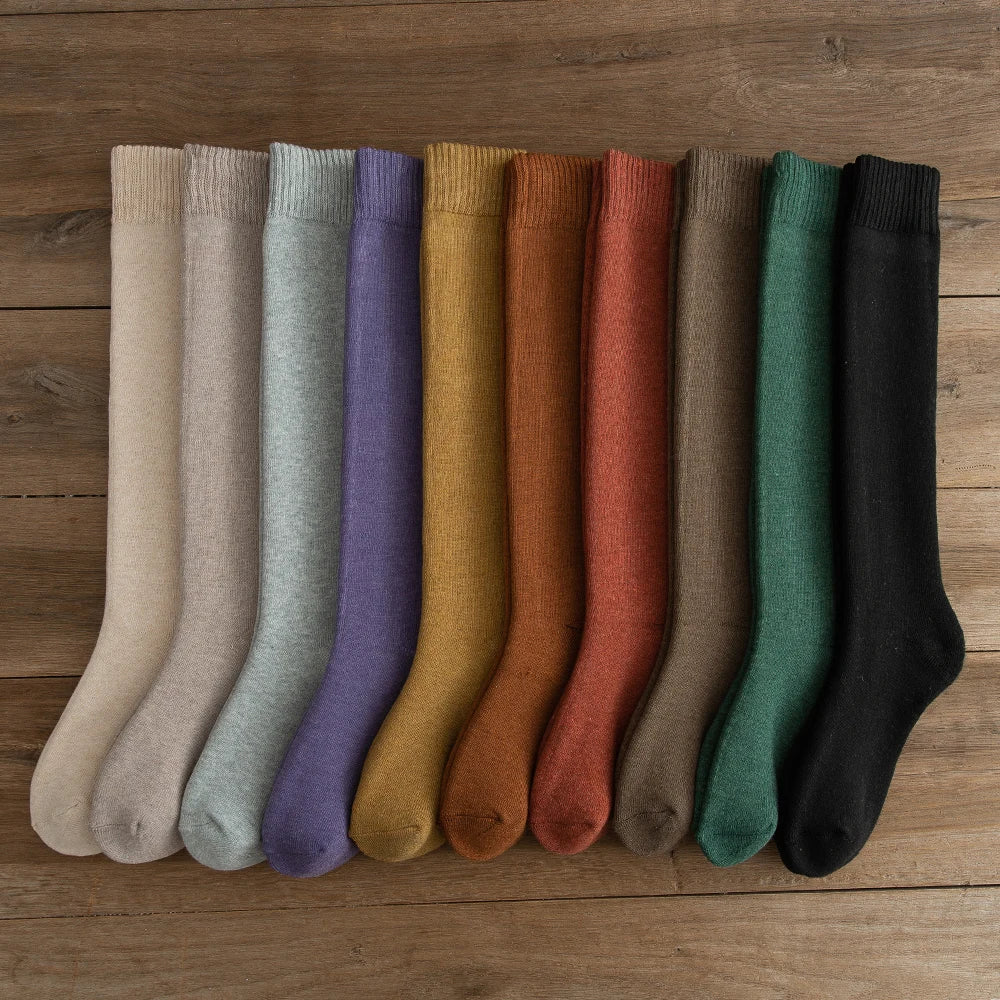 Winter cotton women calf socks that are warm, stylish, and of high-quality