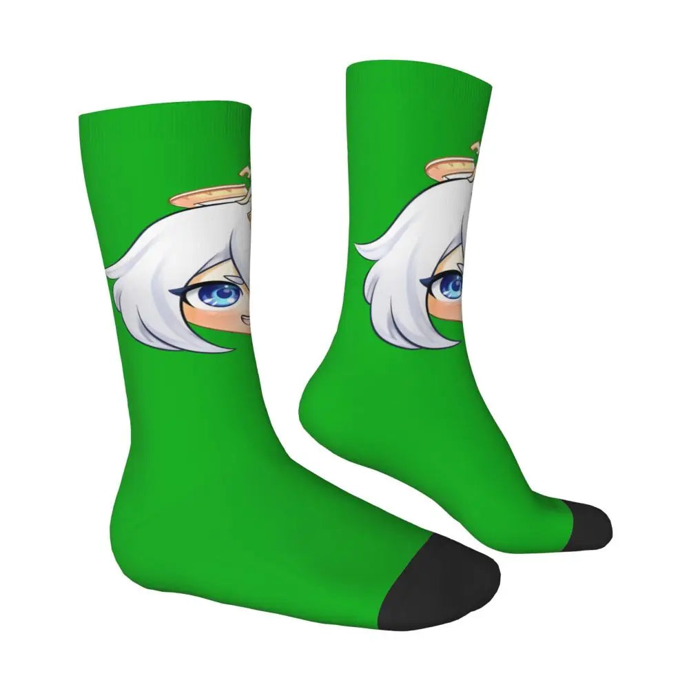 Chibi paimon Genshin anime impact unisex happy Socks from cotton blend for A Year-Round Delight for Fans