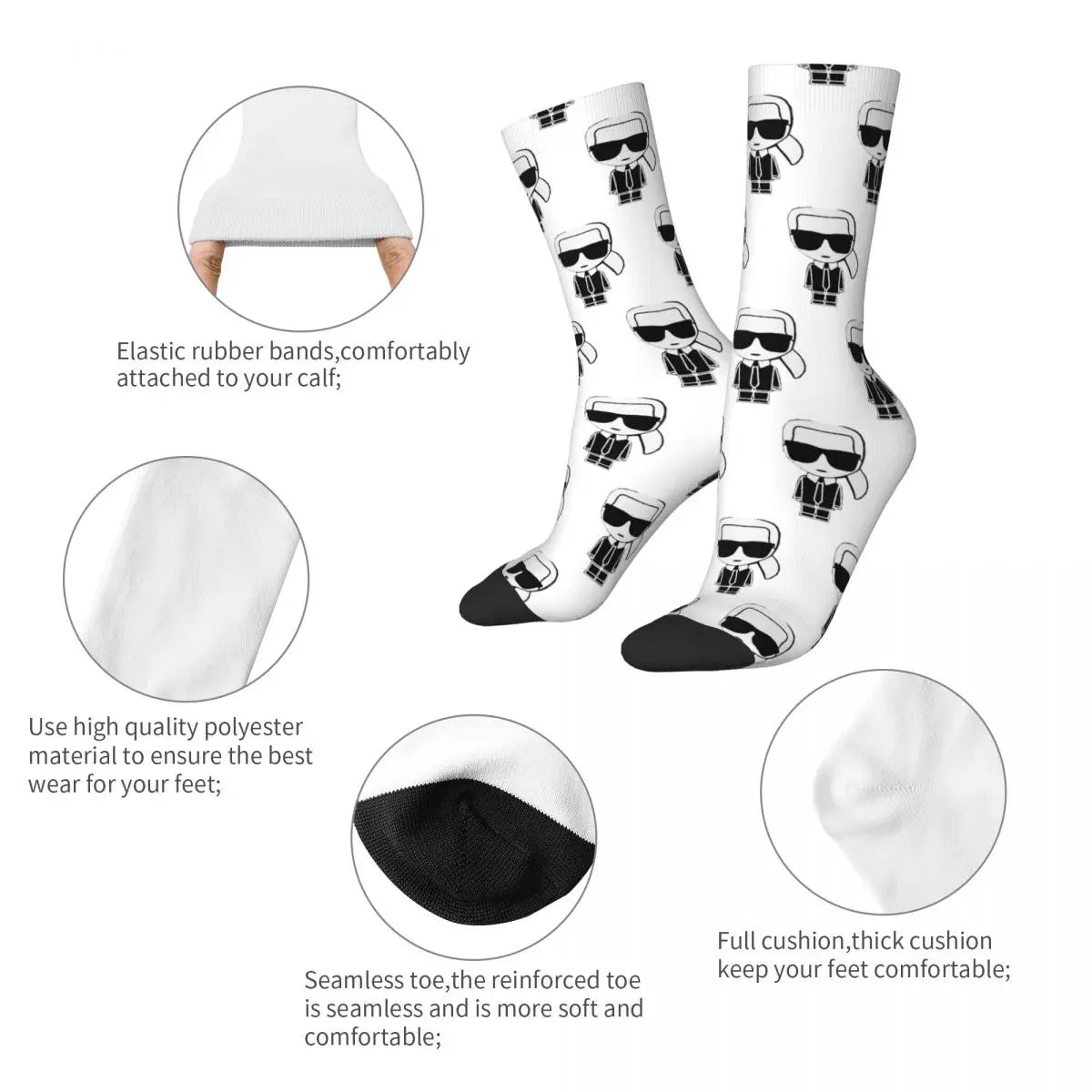 Karl who men's socks cartoon trendy outdoor novelty socks, stylish socks for every season, perfect for gift many colors available