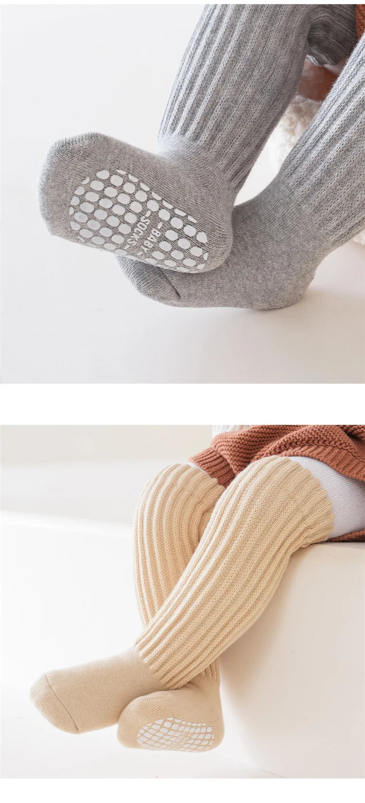 Soft winter comfortable warm cozy baby knee-high socks with antislip design for safety for your little ones(0-4Y)