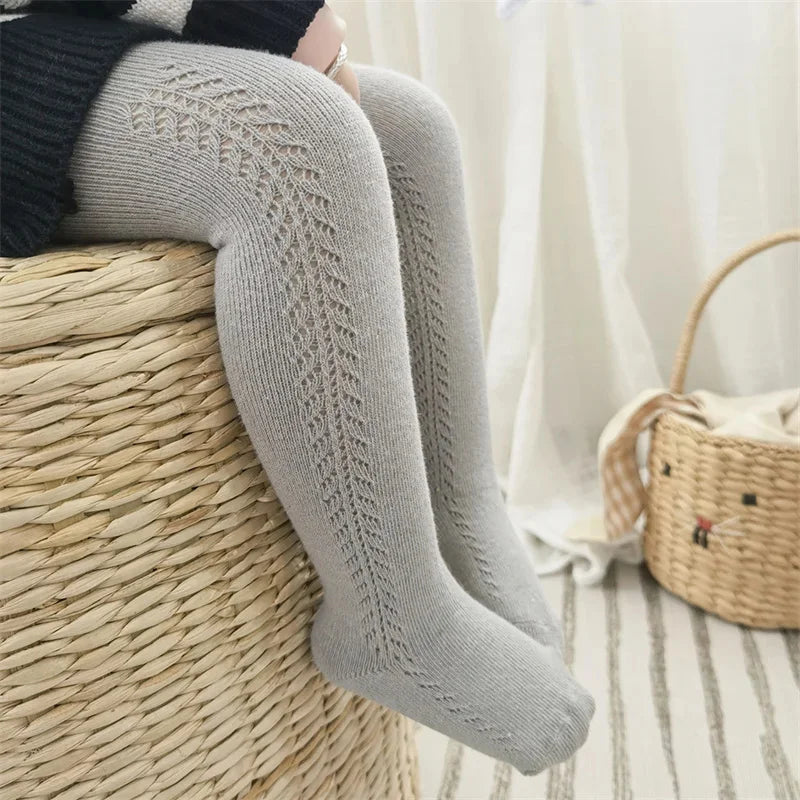 Spring -summer baby kids girl tights fashion knitted ribbed pantyhose - solid mesh leggings for girls, toddler baby tights (0-5Y)
