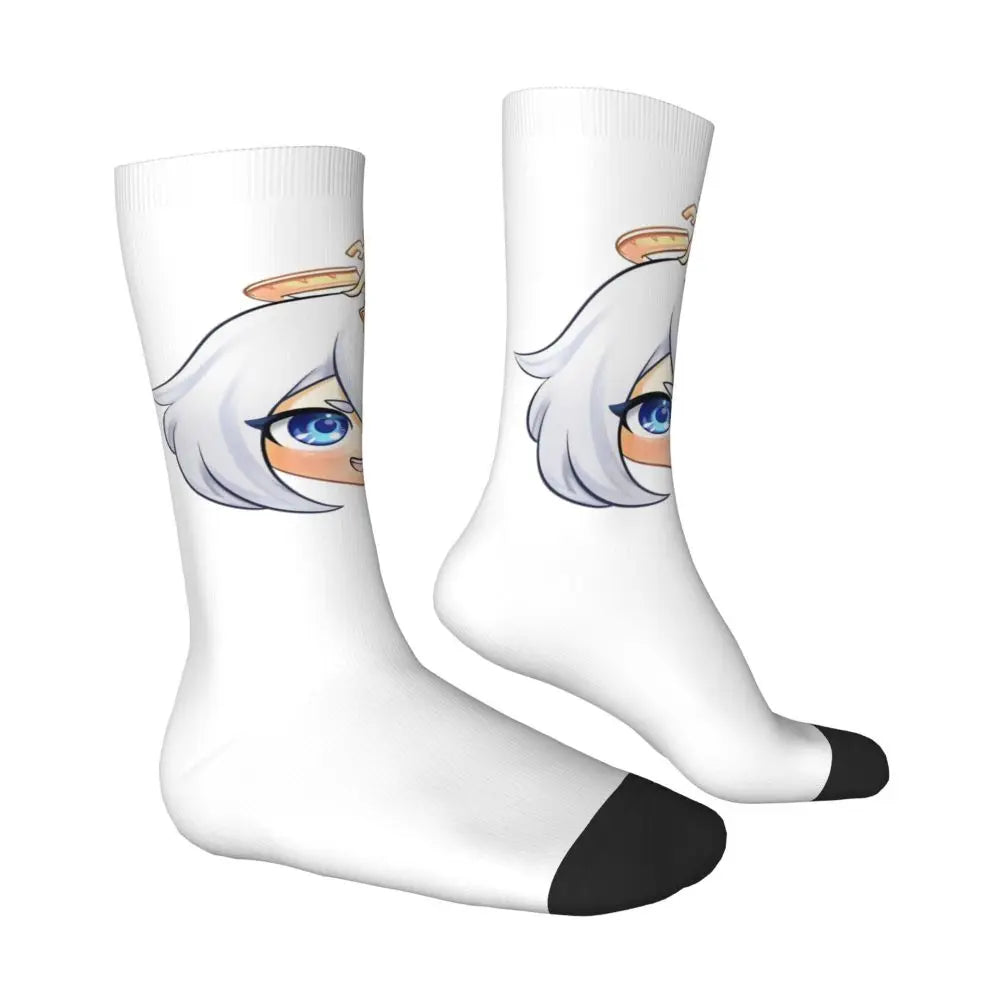 Chibi paimon Genshin anime impact unisex happy Socks from cotton blend for A Year-Round Delight for Fans