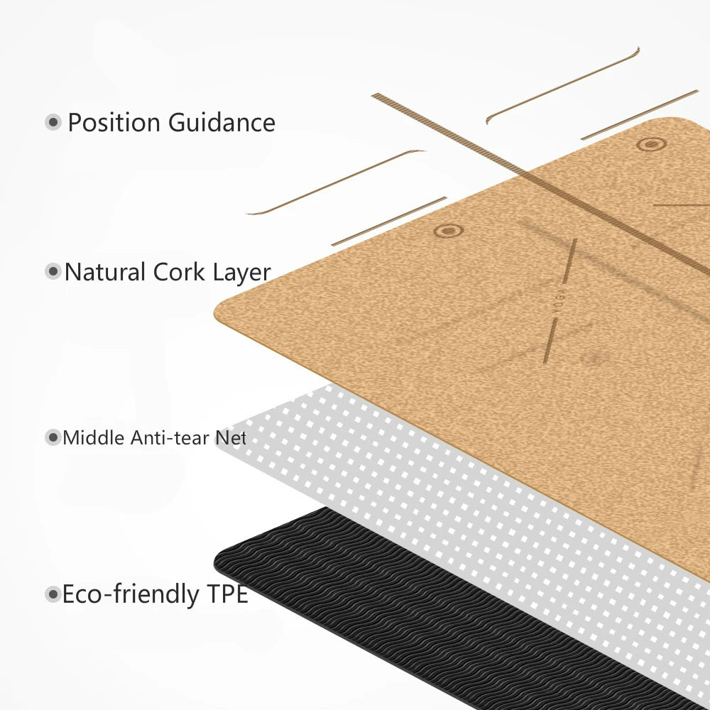 Mandala natural sustainable eco friendly 4mm natural cork TPE printed Yoga Pilates mat for inner peace and harmony with this with Non-slip design and sweat-absorbing properties, complete with carry bag"