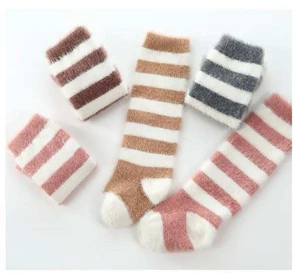 Winter cute warm soft plush baby knee high socks for cozy little feet (0-3 years)