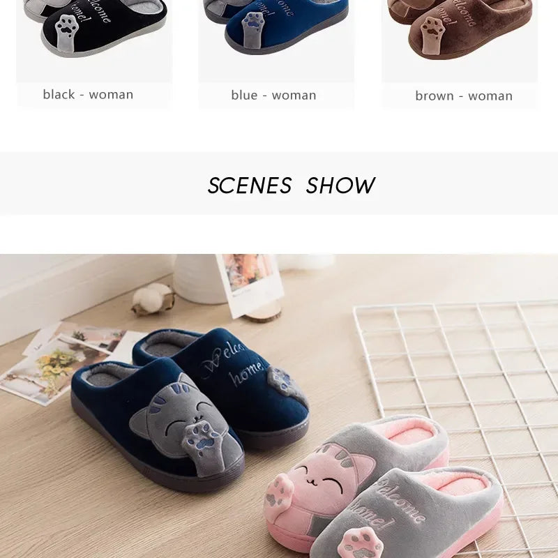 Cozy Cat cartoon Women's Slippers for extra Winter Warmth and Non-Slip Comfort!