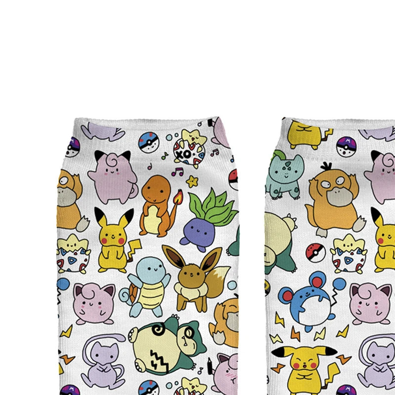 Pikachu & Friends cartoon anime socks for men and women ankle socks with Charmander Kawaii Winter Cotton