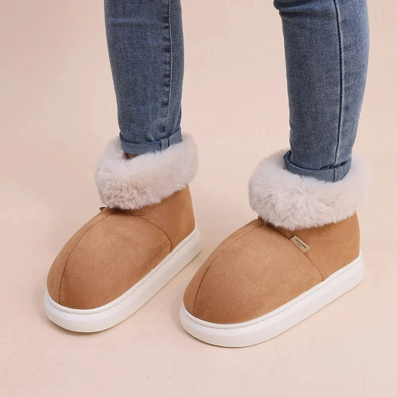 Winter Fur Women's Shoes boots slippers that are Cozy, Antiskid sole Fashionable Solid Colors, Perfect for even Outdoor Warmth and Casual Comfort