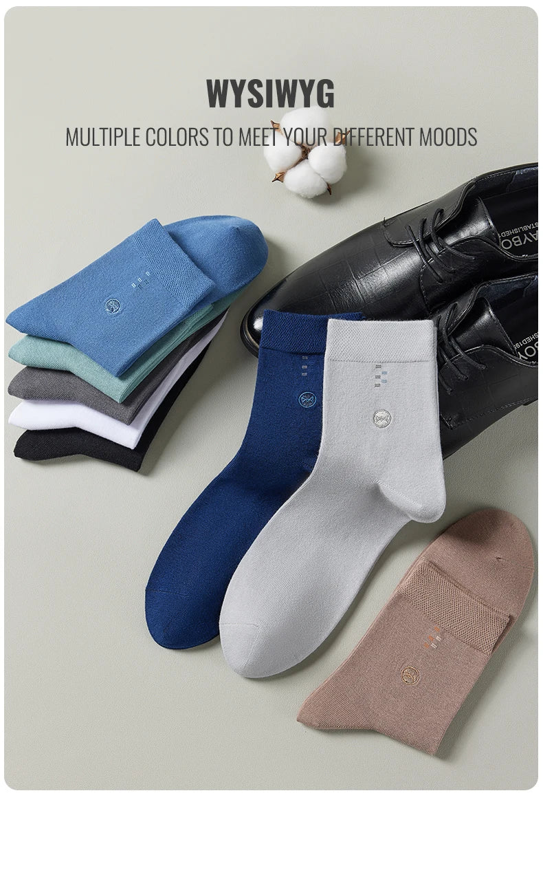 10-Pair set of antibacterial pure cotton men socks for business