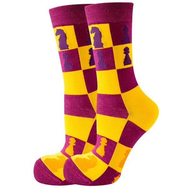Women's or girl's middle tube cotton socks with animal and plant patterns, a colorful collection