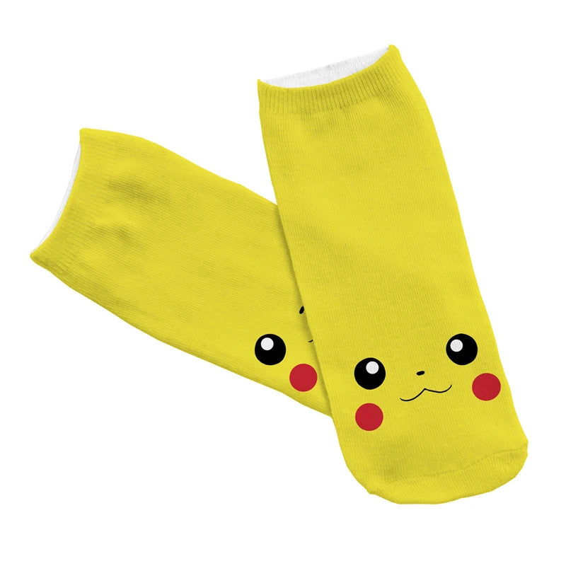Pikachu & Friends cartoon anime socks for men and women ankle socks with Charmander Kawaii Winter Cotton