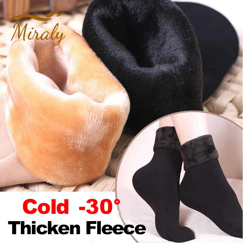 Thermal socks for women winter warm thick fleece wool cotton blend for Snow or home