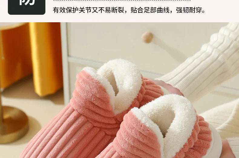 Unisex Cotton Slippers great Winter Plush Shoes, for Casual Warmth & Snowy Days men women