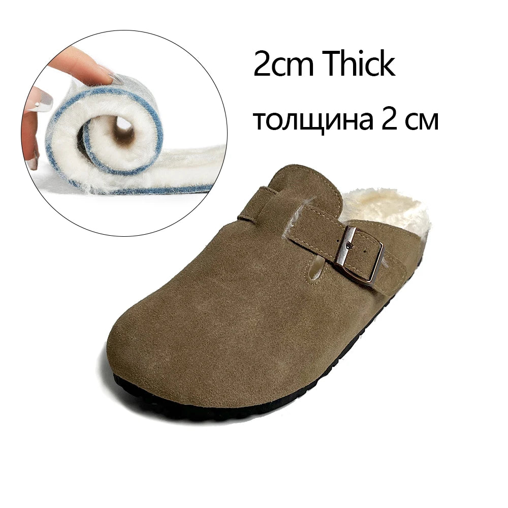 Un confort intemporel avec nos chaussons d'hiver en cuir de vache naturel à l'élégance classique chaud moelleux cosy pour femme