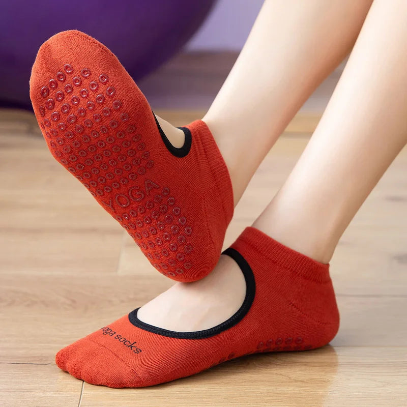 Women's backless yoga or pilates socks that are crafted for high-quality comfort, supreme elasticity, and anti-slip excellence in yoga, pilates, ballet, and dance-ONE SIZE FITS ALL