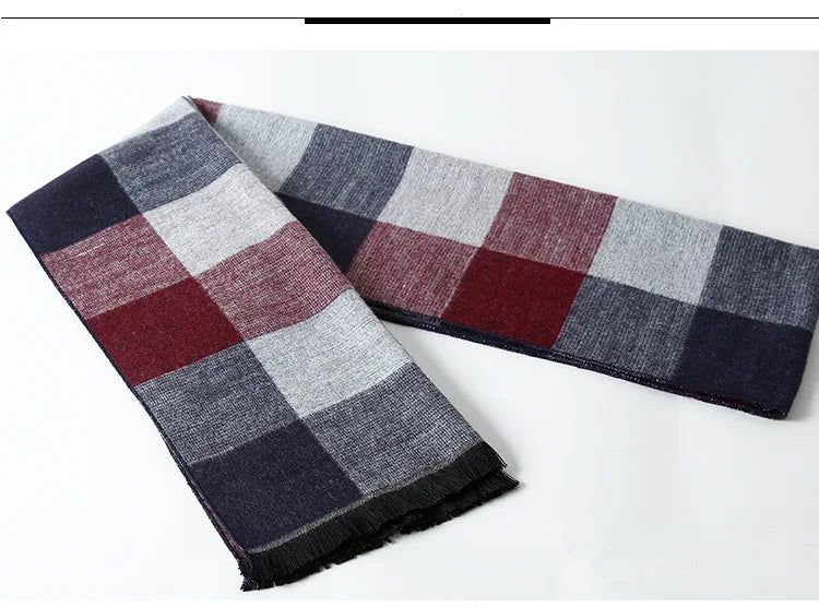 sophisticated cashmere blend warm plaid men's Scarf for winter, casual-business look perfect Gift
