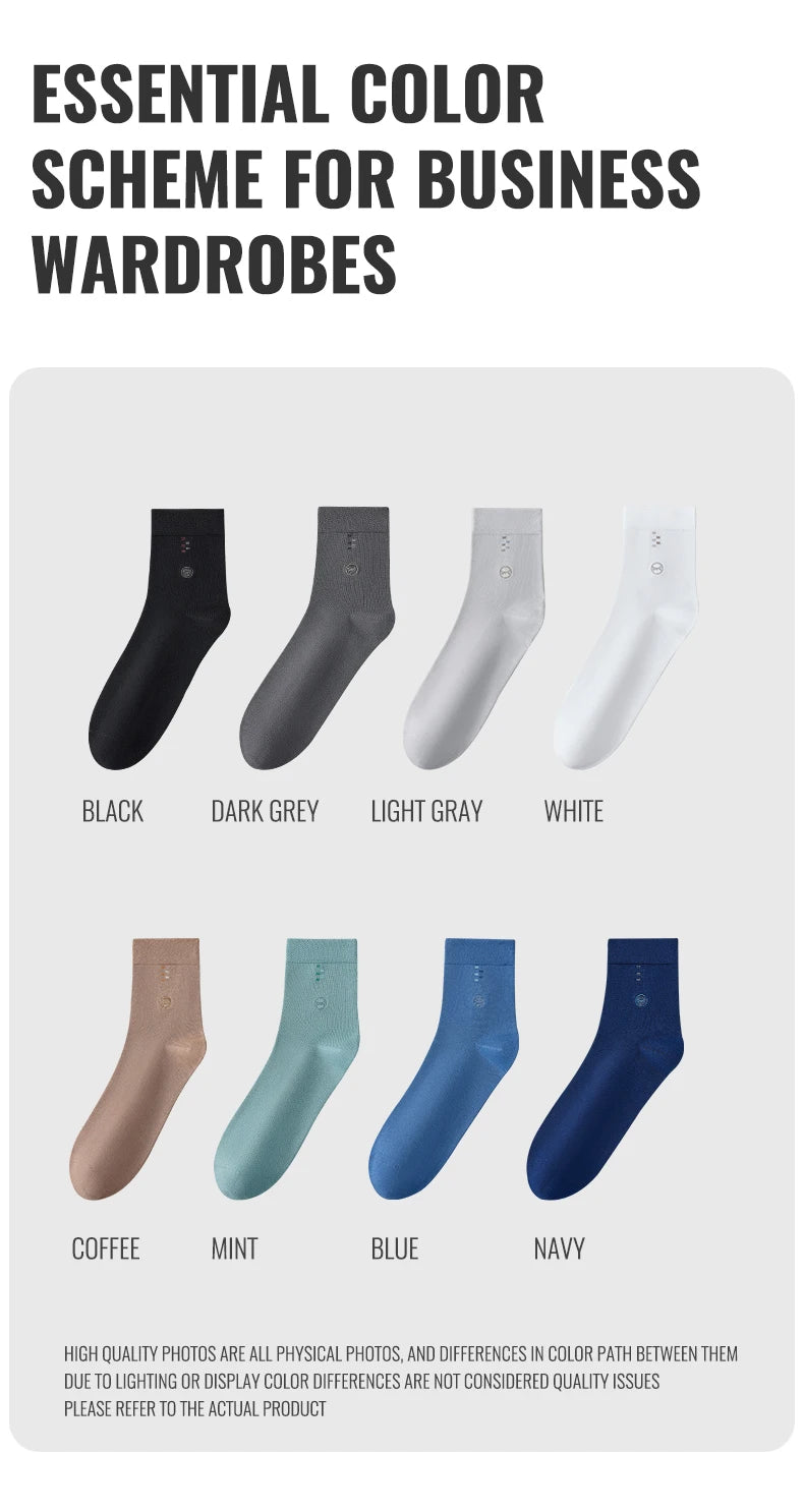 10-Pair set of antibacterial pure cotton men socks for business