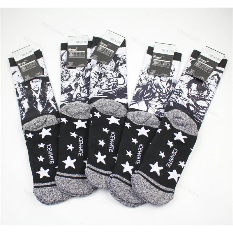 Anime Socks cartoon superheroes Zoro, Luffy characters Soft Cotton, Durable Pair for Men and Women