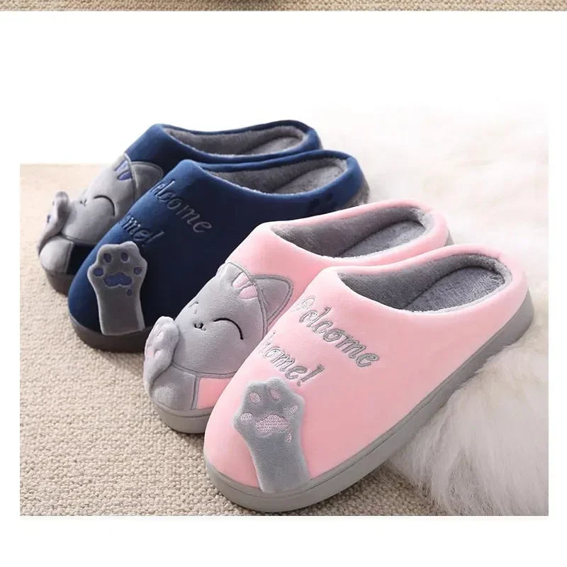 Cozy Cat cartoon Women's Slippers for extra Winter Warmth and Non-Slip Comfort!