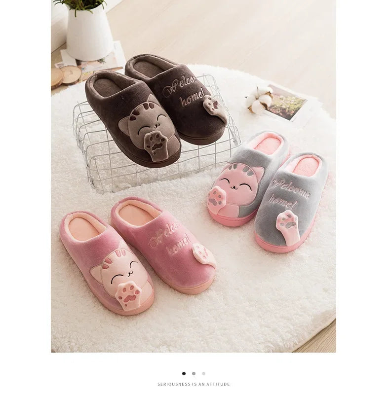 Cozy Cat cartoon Women's Slippers for extra Winter Warmth and Non-Slip Comfort!