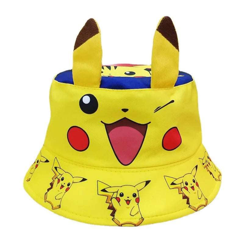 Kuromi panama summer sun hat cap for kids: anime cute big ear cartoon fisherman cap - summer sun protection with style! for holidays and sea 3-12 years old boys girls picachu pokemon