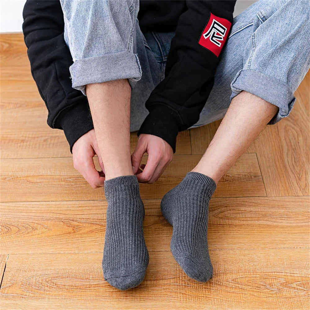 Premium ribbed cotton socks set of 5 pairs of high-quality short low tube sports socks for men and women