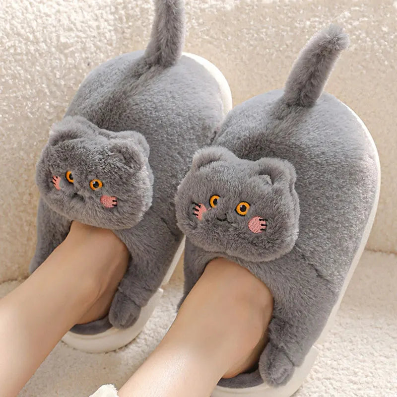 Furry & Warm Cozy Cat Winter Slippers for women extra wither warmth or a special gift