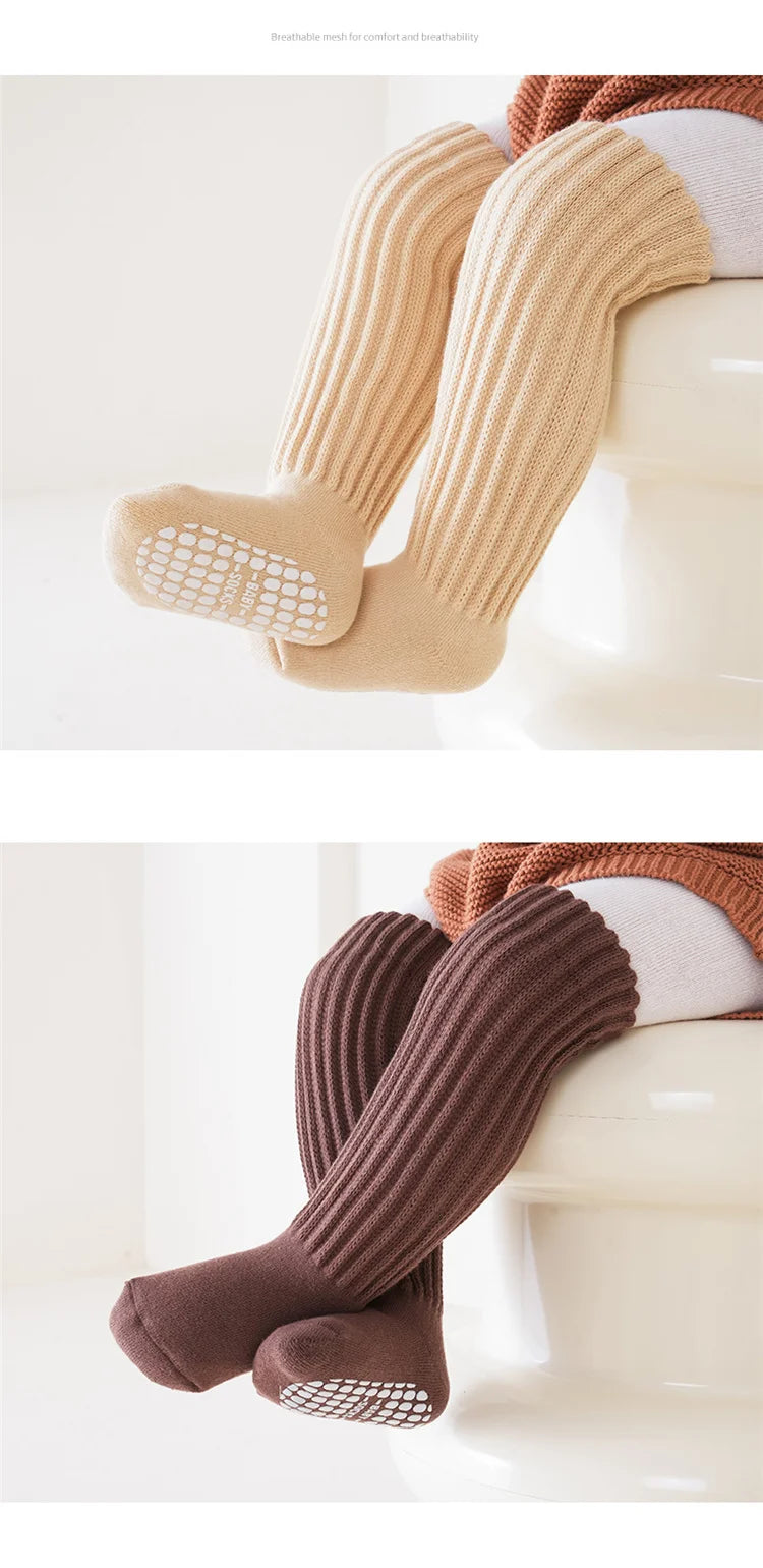 Soft winter comfortable warm cozy baby knee-high socks with antislip design for safety for your little ones(0-4Y)