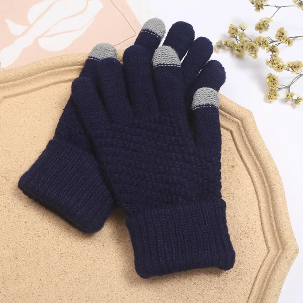 Winter warmth with cat and bird printed thermal knitted cashmere feel gloves - energize your cold days with cozy comfort women or teens girls gloves