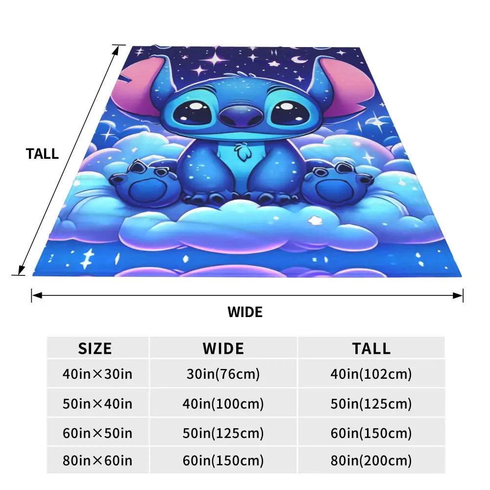 Cartoon Stitch plush throw - very soft flannel blanket for cozy snuggles warm kids bedspread