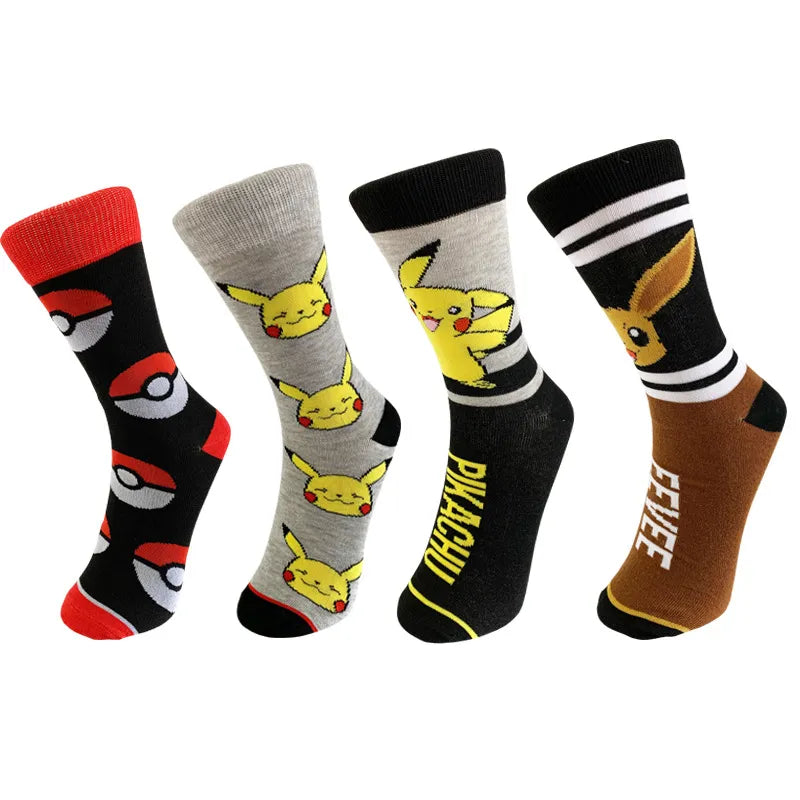 Anime-inspired Gengar & Pikachu pokemon socks for kids men women