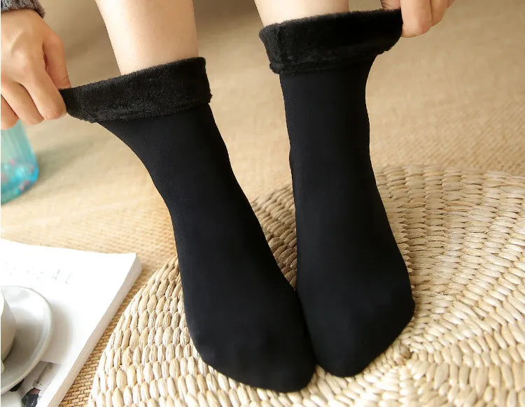 Thermal socks for women winter warm thick fleece wool cotton blend for Snow or home