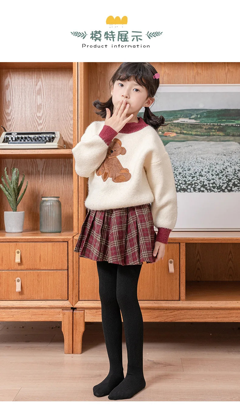 Velvet feel cotton warm Leggings for girls Children's Tights for Autumn Winter Baby long socks girls for school or gift