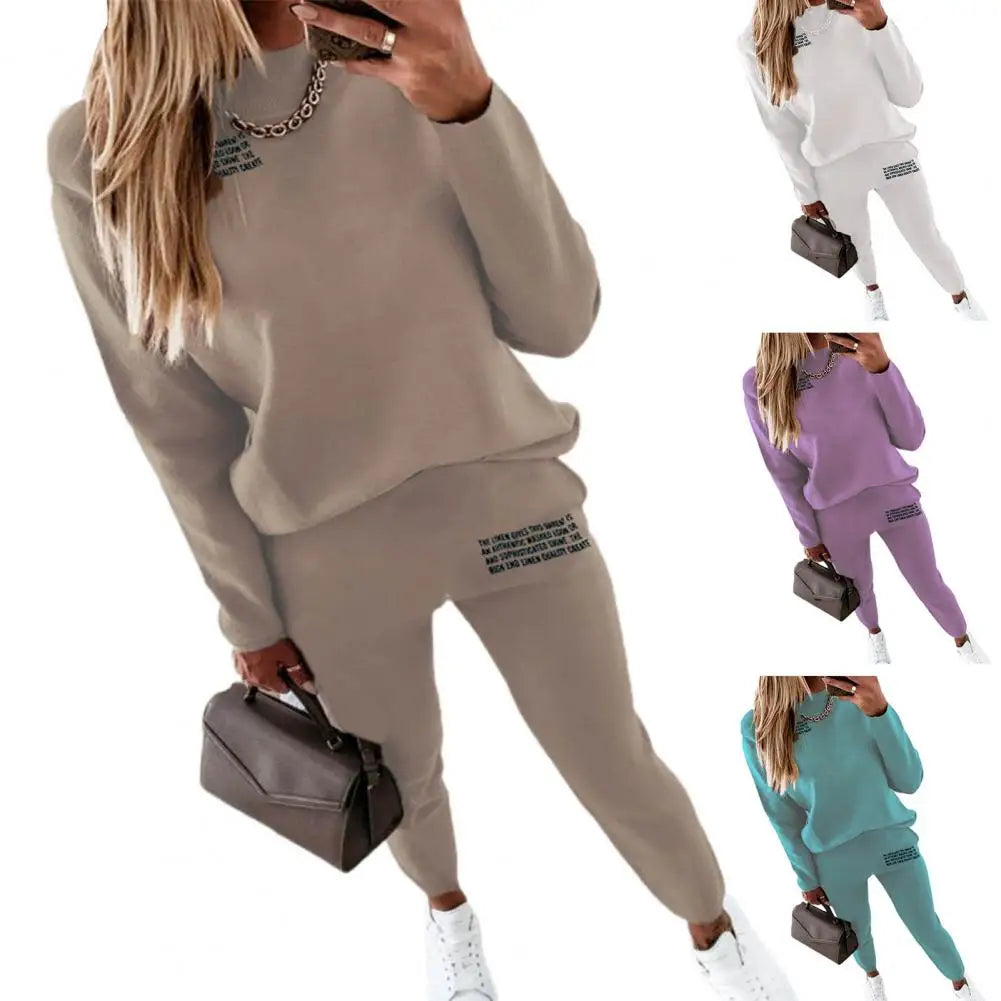 Zweiteiliger Damen-Trainingsanzug mit kuscheligem Rollkragenpullover und Hose mit Kordelzug, perfekt für die Übergangssaison mit Stil und Komfort