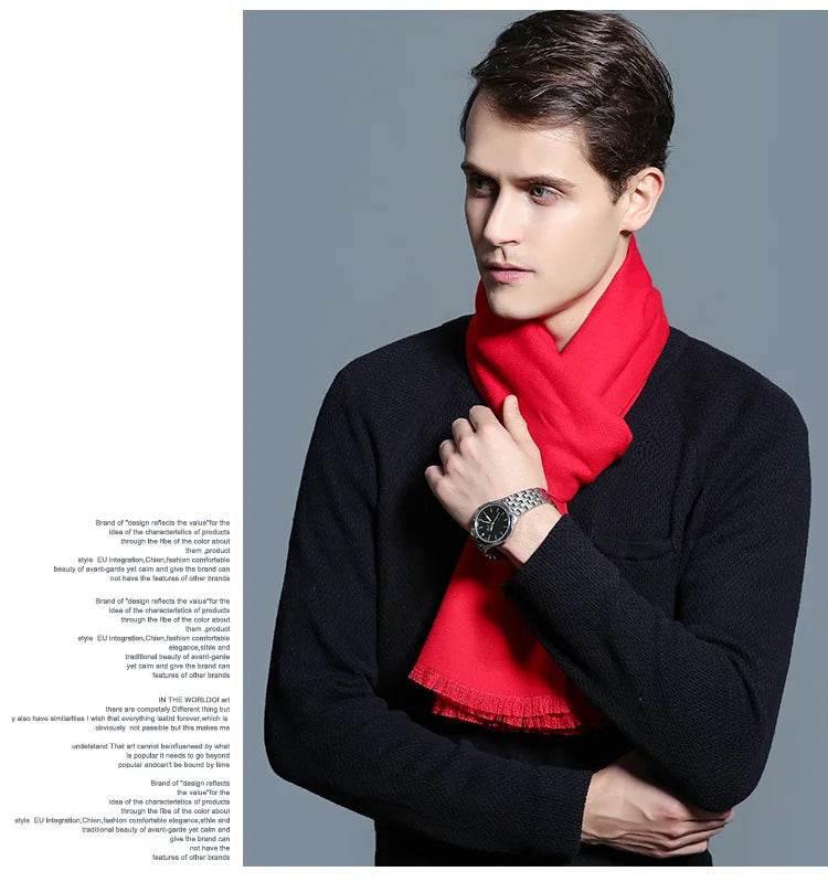 sophisticated cashmere blend warm plaid men's Scarf for winter, casual-business look perfect Gift