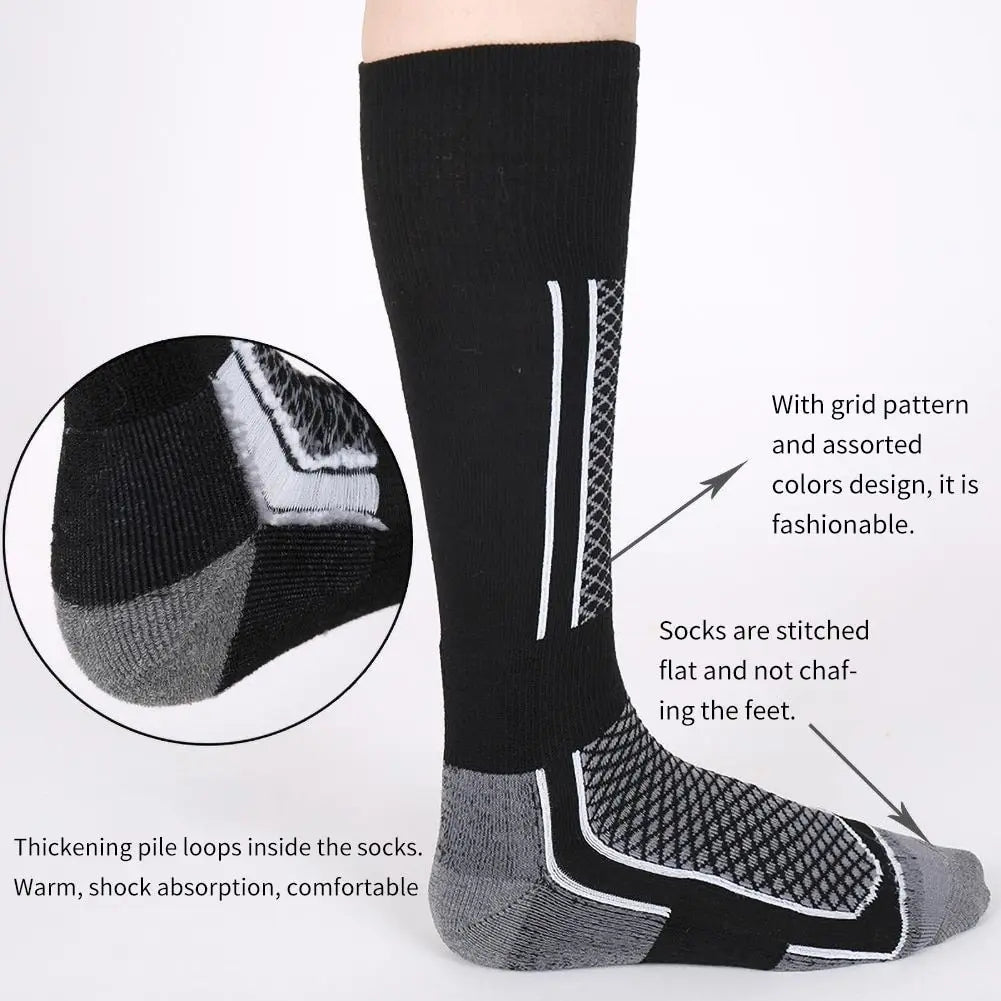 Dicke Skistrümpfe Socken für Damen, Herren, Kinder – Anti-Kälte-Outdoor-Hohe Sportsocken zum Skifahren, Wandern