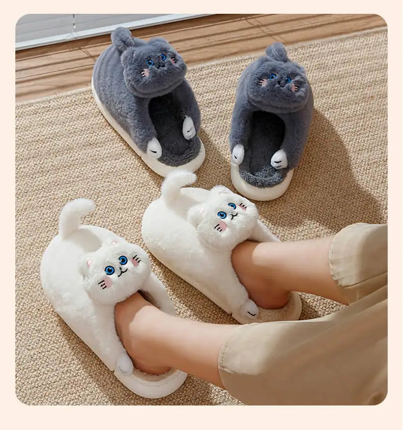Furry & Warm Cozy Cat Winter Slippers for women extra wither warmth or a special gift