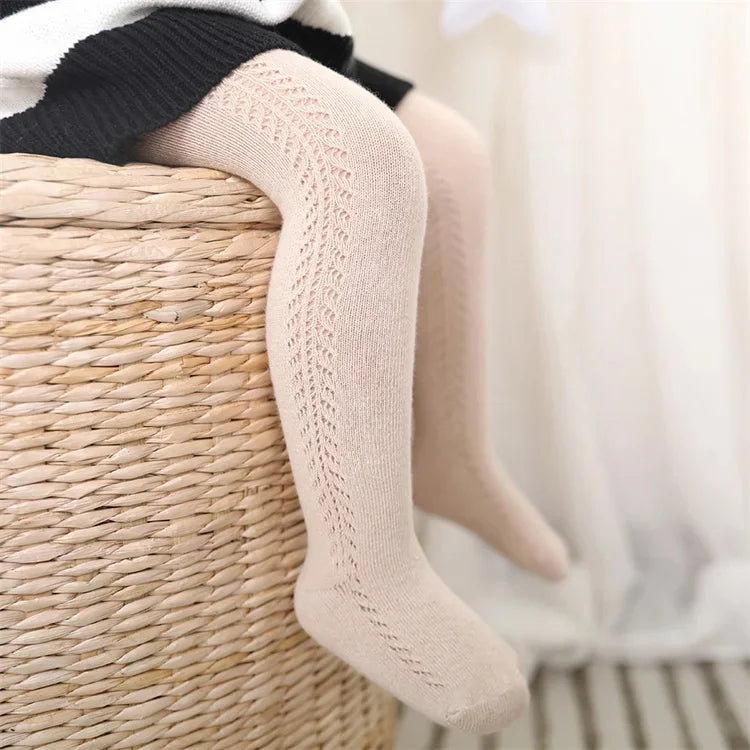Spring -summer baby kids girl tights fashion knitted ribbed pantyhose - solid mesh leggings for girls, toddler baby tights (0-5Y)