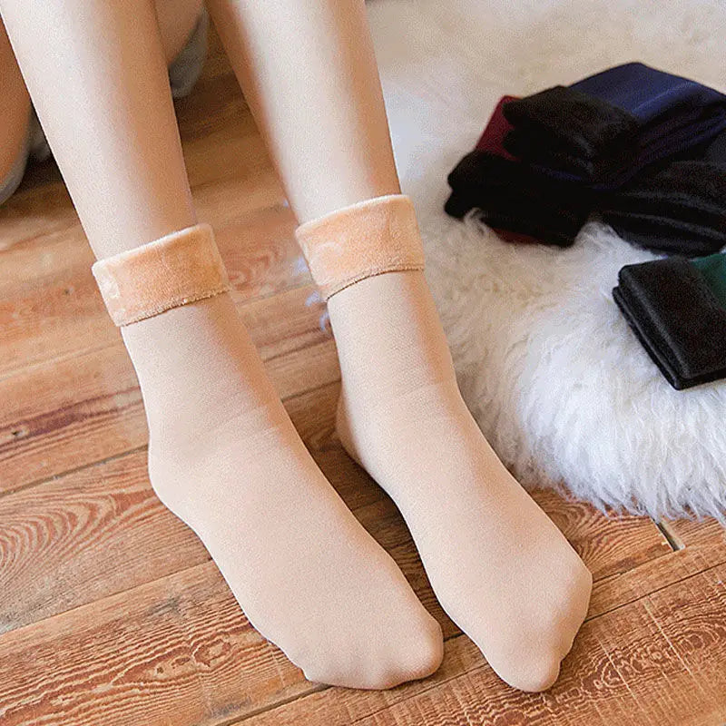 Thermal socks for women winter warm thick fleece wool cotton blend for Snow or home