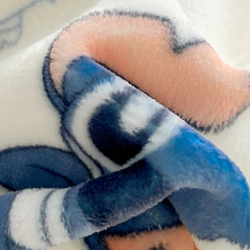 Disney Stitch plush blanket - soft coral fleece throw - kids blanket anime