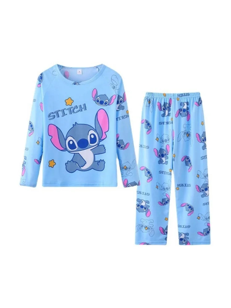 New Disney Stitch pajamas cotton children pyjamas for boys and girls set, Kids home wear, travel casual sleepwear suit.