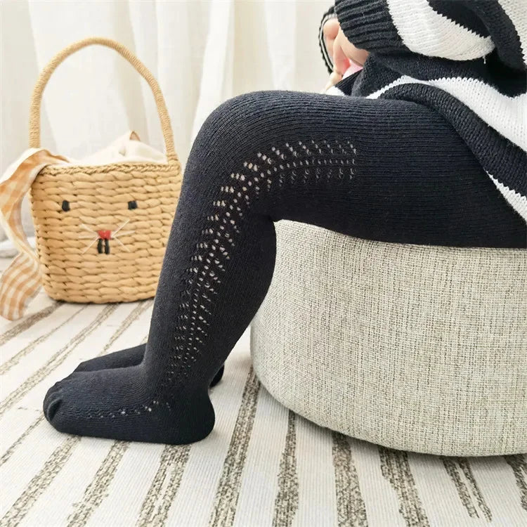 Spring -summer baby kids girl tights fashion knitted ribbed pantyhose - solid mesh leggings for girls, toddler baby tights (0-5Y)