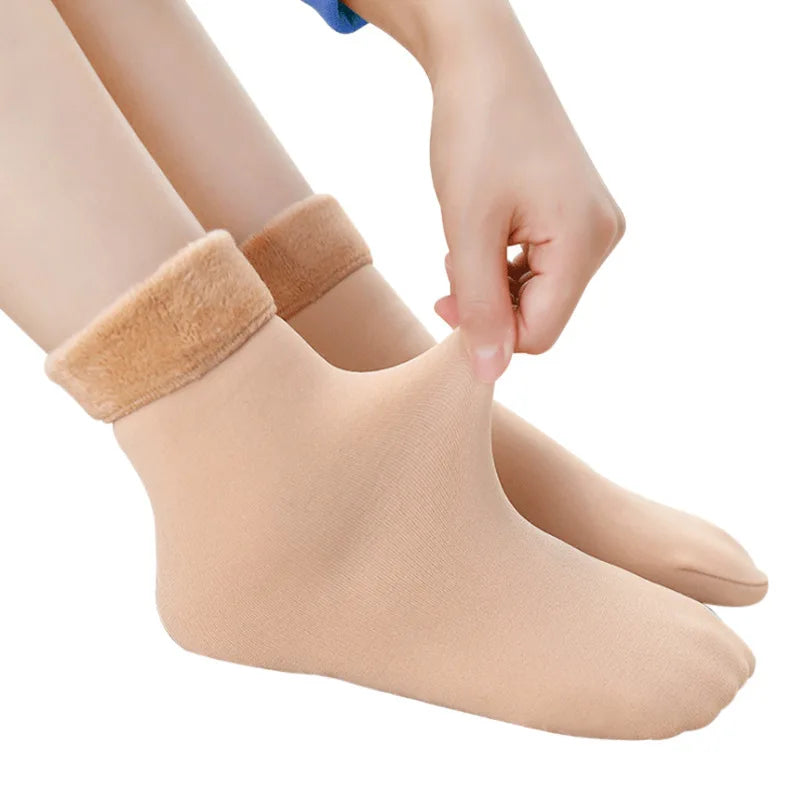 Thermal socks for women winter warm thick fleece wool cotton blend for Snow or home