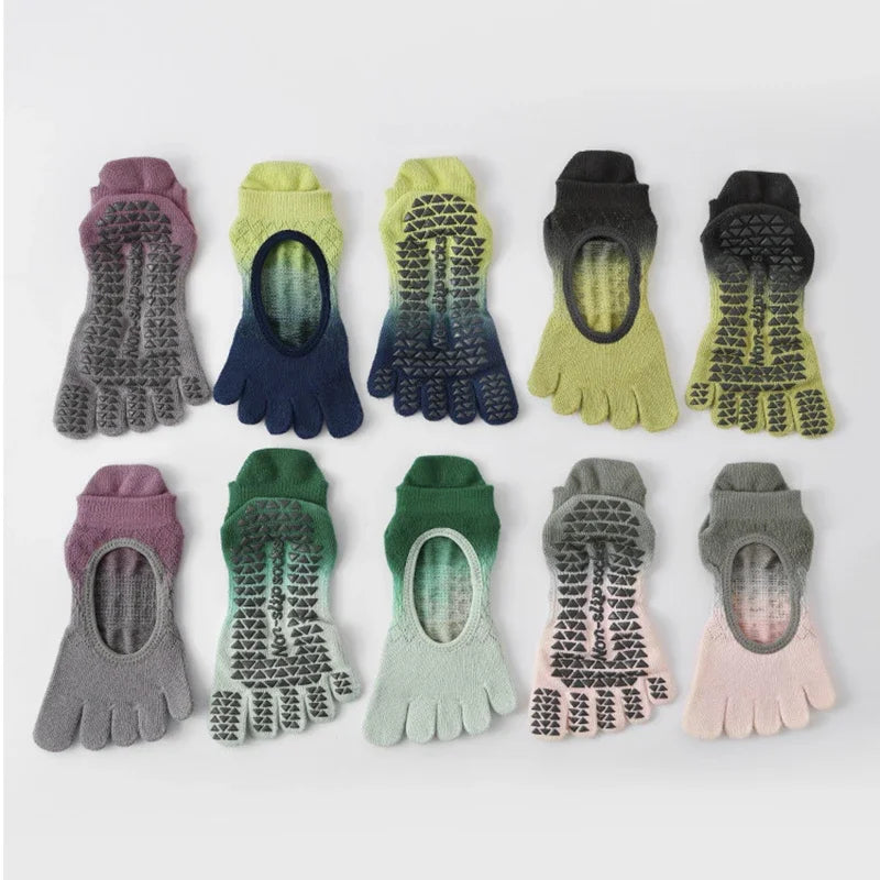 Pilates yoga five toe cotton socks women non-slip silicones low-ankle socks