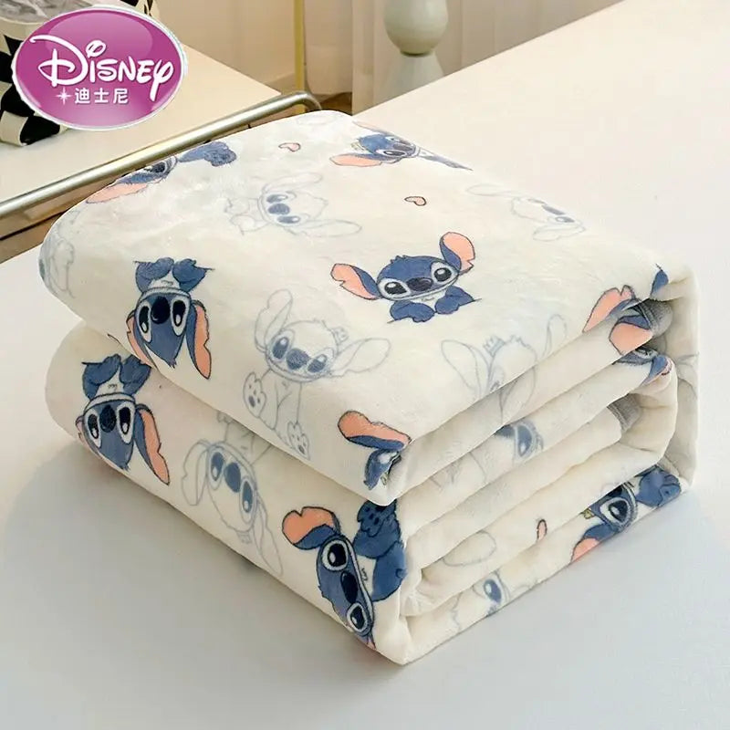 Disney Stitch plush blanket - soft coral fleece throw - kids blanket anime